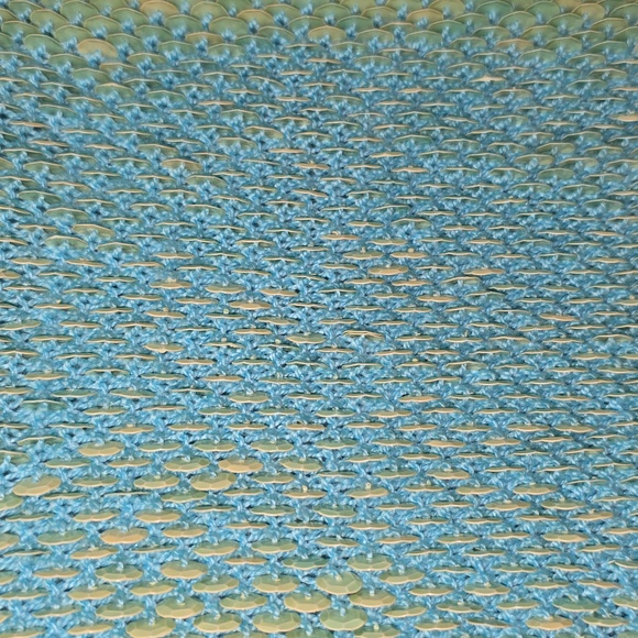 Teal/Lime Green Razzle Dazzle Sequin Blouse Size M - Picture 6 of 14